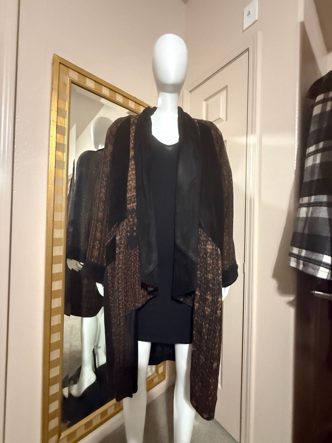 Dominique Designs Vintage Patterned 100% Cotton And Pure Lamb Suede Cardigan Jac